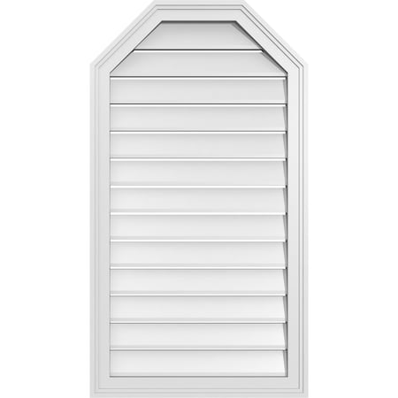 Ekena Millwork Octagonal Top Surface Mount PVC Gable Vent w/ 2"W x 1-1/2"P Brickmould Frame, 22"W x 40"H GVPOT22X4002SF